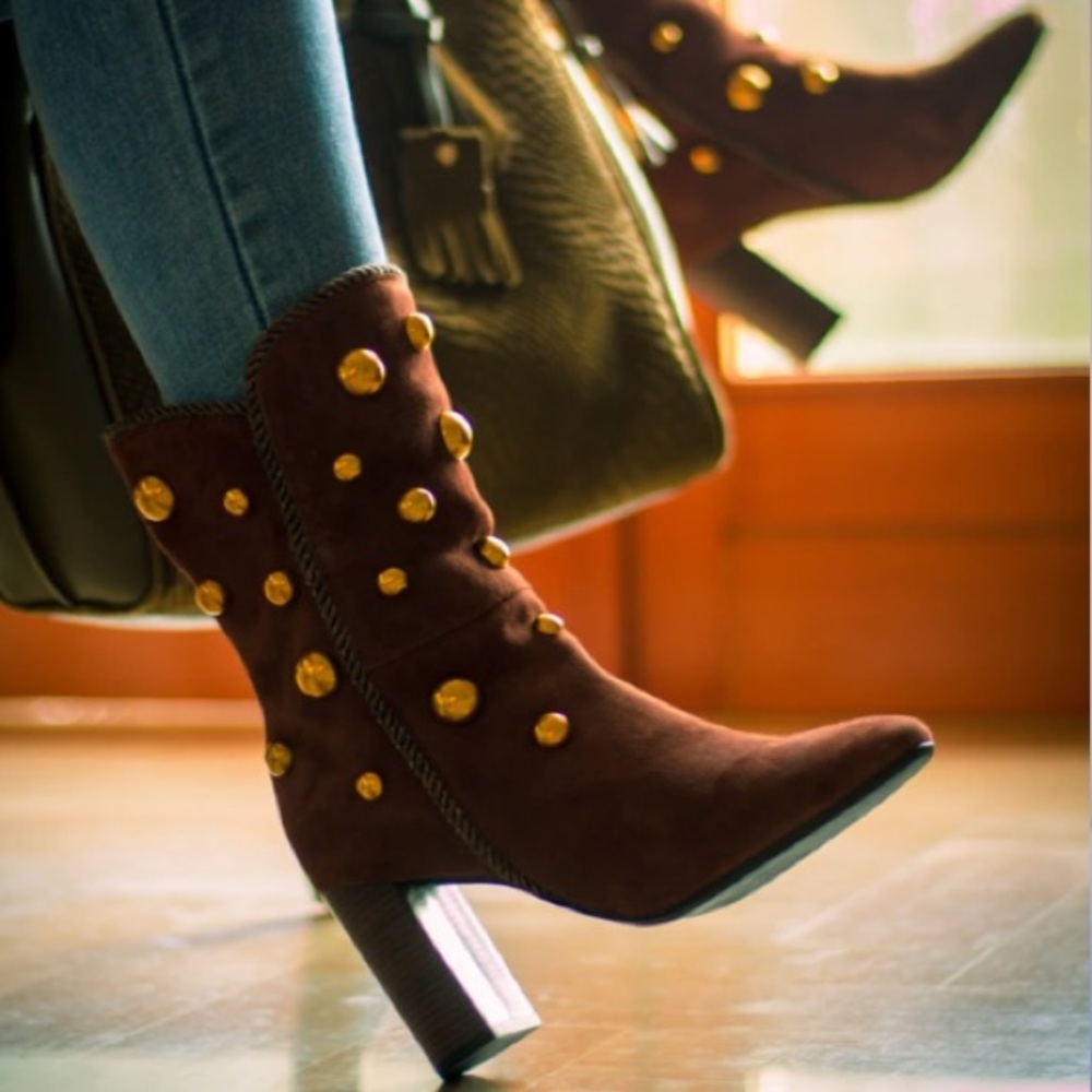 Emmanuelle Vee "Gold Rounds" Heeled Boots